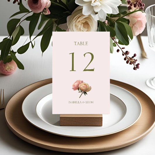 Rosa | Rose Wedding Tischnummer Card