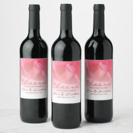 Rosa Rose Wedding Wine Label Set Weinetikett