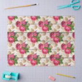 Rosa Rose Weihnachtsschmuck auf Holzdekoupage Seidenpapier (Basteln)