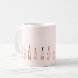 Rosa Rosé-Weinflaschen Aquarellbilder Kaffeetasse