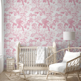 Rosa Rose Weiß Blüten Chinoiserie Girl Kinderzimme Tapete