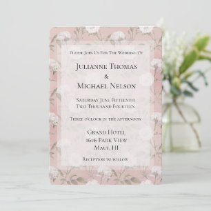 Rosa Rose Weiße Blüten Romantische Hochzeit Einladung