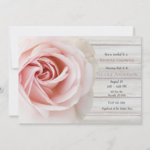 Rosa Rose & Weiße Holz Shabby Chic Braut Dusche Einladung