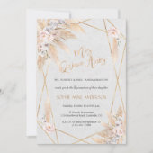 Rosa Rose Weiße Orchideen Pampas Grass Quinceañera Einladung (Vorderseite)