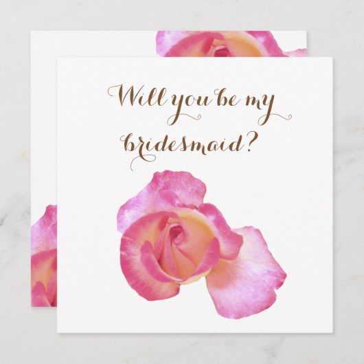 Rosa Rose, Werden Sie meine Bridesmaid-Karte sein? Einladung (Vorne/Hinten)