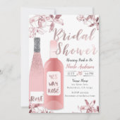 Rosa Rosè Wine & Blume Orchid Brautparty Einladung (Vorderseite)