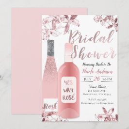 Rosa Rosè Wine & Blume Orchid Brautparty Einladung