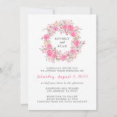 Rosa Rose Wreath Einladung (Vorderseite)