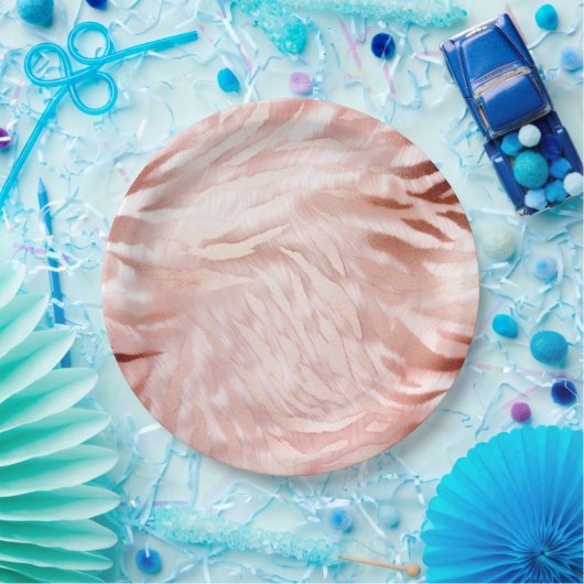 Rosa Rose Zebra Pappteller (Party)