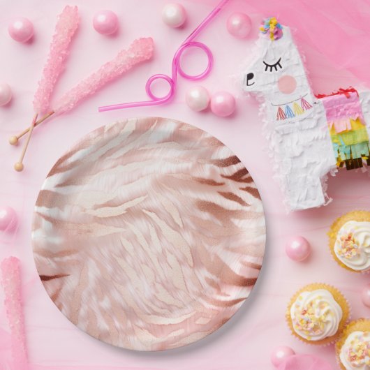 Rosa Rose Zebra Pappteller (Party)