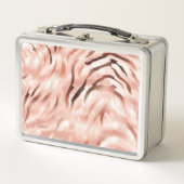 Rosa Rose Zebra Print Metall Brotdose (Vorderseite)