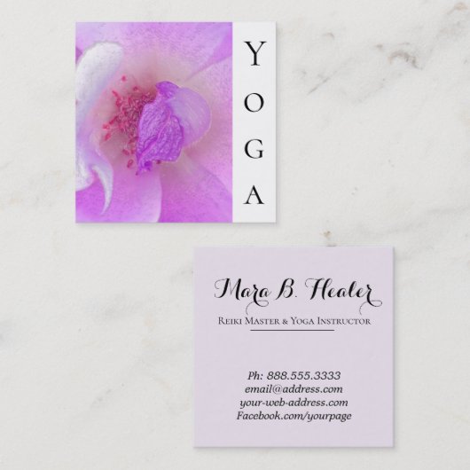 *~* rosa RoseEnergy Heiler BlumenReiki Yoga Quadratische Visitenkarte (Vorne/Hinten)