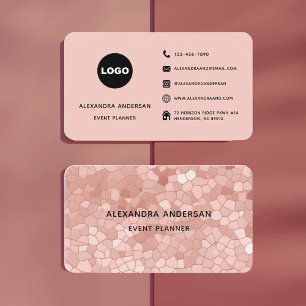 Rosa Roségold Abstract Beauty Salon Visitenkarte