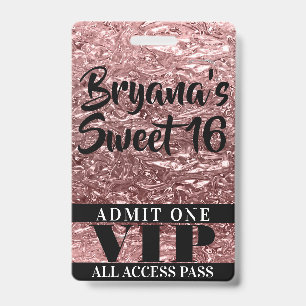 Rosa Roségold-Chrom-Schimmer Süß 16 VIP-Pass Ausweis