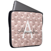 Rosa Roségold Elegantes Vintage Monogramm Laptopschutzhülle (Vorne Rechts)