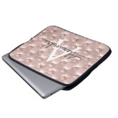 Rosa Roségold Elegantes Vintage Monogramm Laptopschutzhülle (Vorne Knopf)