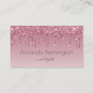 Rosa Roségold-Faux-Glitter mit transparentem Logo Visitenkarte