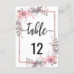 Rosa & Roségold gerahmte Hochzeitstischnummern Einladung