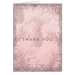 Rosa Roségold Glitter-Ananas Danke