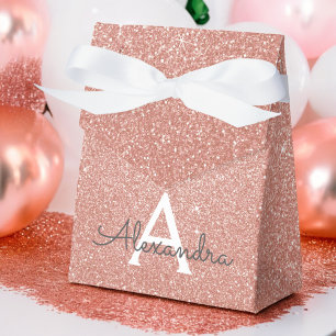 Rosa Roségold Glitter & Funkel Monogramm Geschenkschachtel