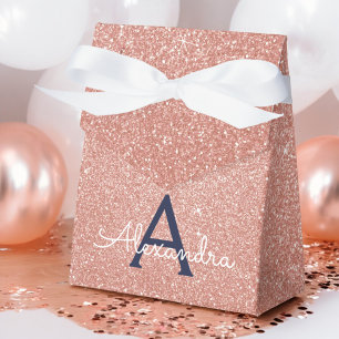 Rosa Roségold Glitter & Funkeln Monogramm Geschenkschachtel