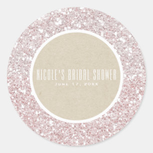 Rosa Roségold Glitter Kraft Elegante Hochzeitsguns Runder Aufkleber