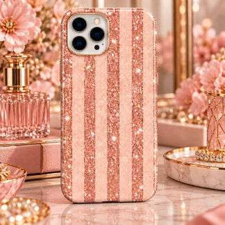 Rosa Roségold Glitterstreifen iPhone 16 Pro Max Hülle