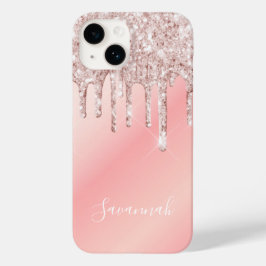 Rosa Roségold-Namens-Tropfen Case-Mate iPhone 14 Hülle