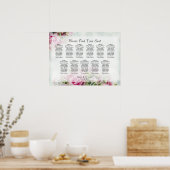 Rosa Rosen 11 Tabelle Hochzeitsdiagramm Poster (Küche)
