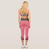 Rosa Rosen Abstraktes Öl Druckmonogramm und Name Capri Leggings (Rückseite)