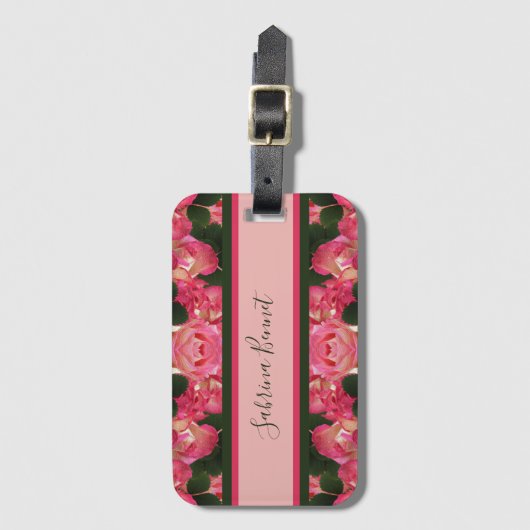 Rosa Rosen Abstraktes Ölgemälde Gepäckanhänger (Vorderseite Vertikal)