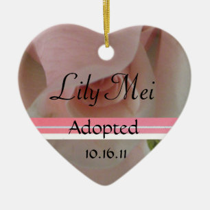 Rosa Rosen-Adoptions-Mitteilungs-Verzierung Keramik Ornament