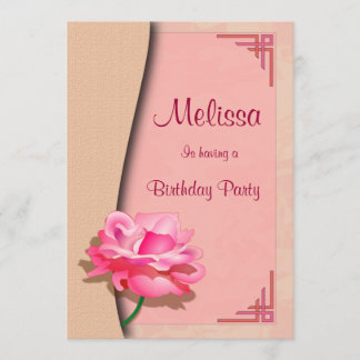 Rosa Rosen-alles Gute zum Geburtstag Einladung