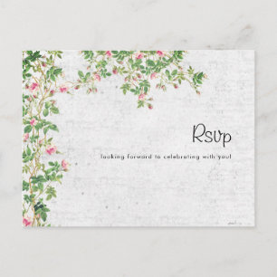 Rosa Rosen-Alte-Wand-Vintage-Stil-Tagebuch-Hochzei Postkarte