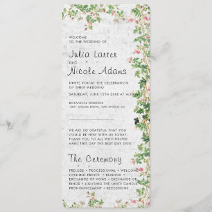 Rosa Rosen-Alte-Wand-Vintage-Stil-Tagebuch-Hochzei Programm
