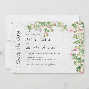 Rosa Rosen Alte Wand Vintage Stil Tagebuch Hochzei Save The Date