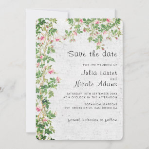 Rosa Rosen-Alte-Wand-Vintage-Stil-Tagebuch-Hochzei Save The Date