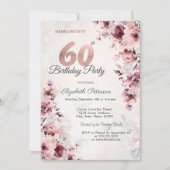 Rosa Rosen am 60. Geburtstag Einladung (Vorderseite)