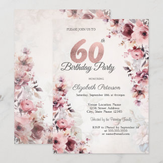 Rosa Rosen am 60. Geburtstag Einladung