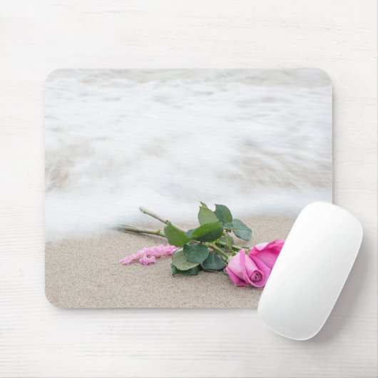 Rosa Rosen am Strand Sand Mousepad (Mit Mouse)