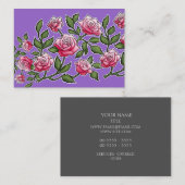 Rosa Rosen-Amethyst mit Blumenhintergrund Visitenkarte (Vorne/Hinten)