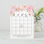 Rosa Rosen Aquarell Blume Dusche Bingo Karten (Stehend Vorderseite)