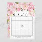 Rosa Rosen Aquarell Blume Dusche Bingo Karten (Vorne/Hinten)