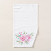Rosa Rosen Aquarellfarben auf weißem Badetuch Set (Handtuch)