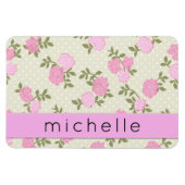Rosa Rosen, Aquarellfarben, Boho, Ihr Name Magnet (Horizontal)