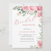 Rosa Rosen Aquarellfarben Brautparty Einladung (Vorderseite)