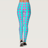 Rosa Rosen auf Aqua Leggings (Rückseite)