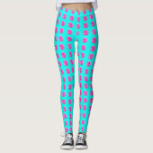 Rosa Rosen auf Aqua Leggings (Vorderseite)