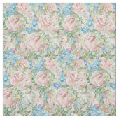 Rosa Rosen auf blauem Hintergrund Stoff (Muster)