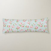 Rosa Rosen auf blauem Vintagem Country-Kissen Seitenschläferkissen (Rückseite)